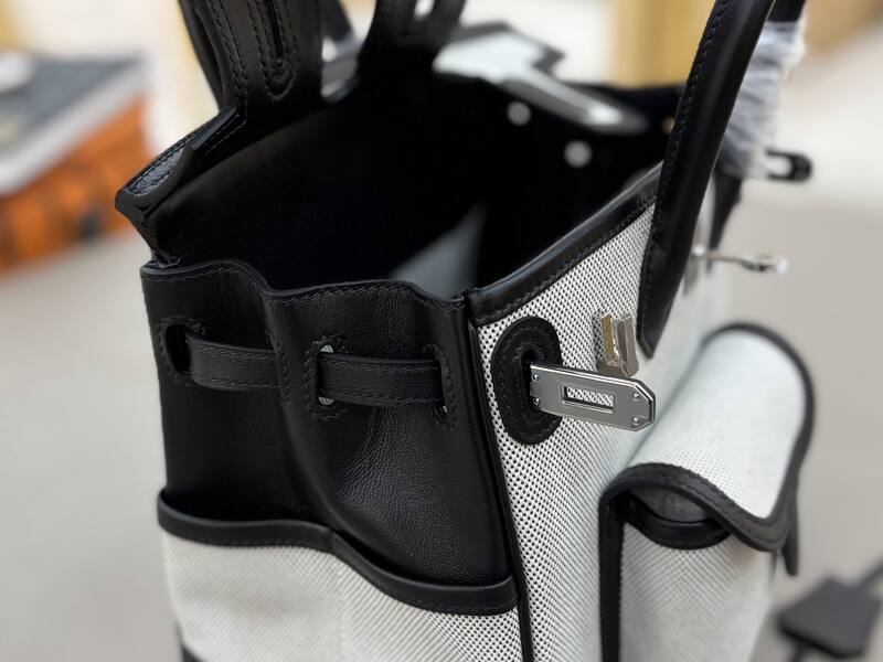 Hermes Cargo Ecru Black canvas and leather everyday — Top Quality Replica