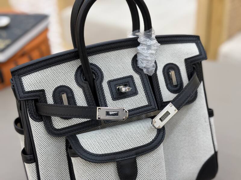 Hermes Cargo Ecru Black canvas and leather everyday — Top Quality Replica