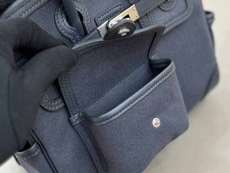 Hermes Cargo Birkin Navy canvas with leather trim everyday — Top Quality Replica