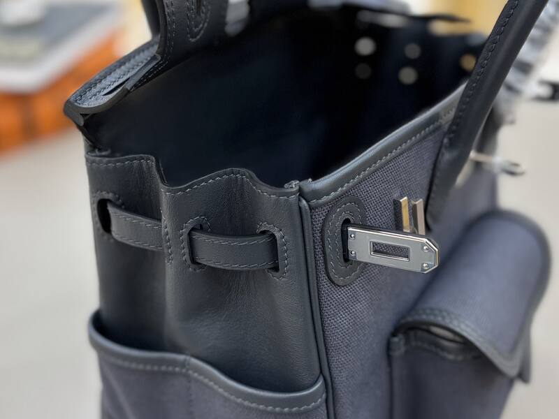 Hermes Cargo Birkin Navy canvas with leather trim everyday — Top Quality Replica