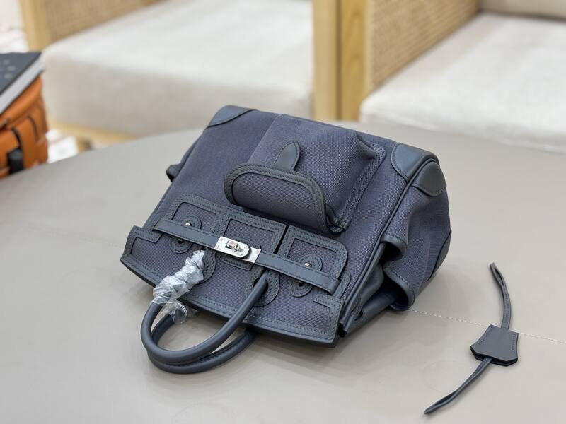 Hermes Cargo Birkin Navy canvas with leather trim everyday — Top Quality Replica