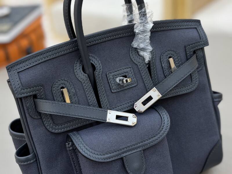 Hermes Cargo Birkin Navy canvas with leather trim everyday — Top Quality Replica