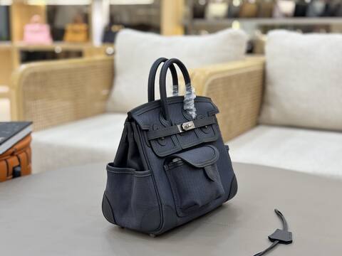 Hermes Cargo Birkin Navy canvas with leather trim 25cm everyday Top Quality Replica