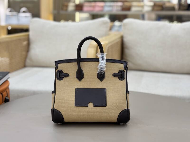 Hermes Cargo 25 Beige canvas and dark brown leather handbag — Top Quality Replica