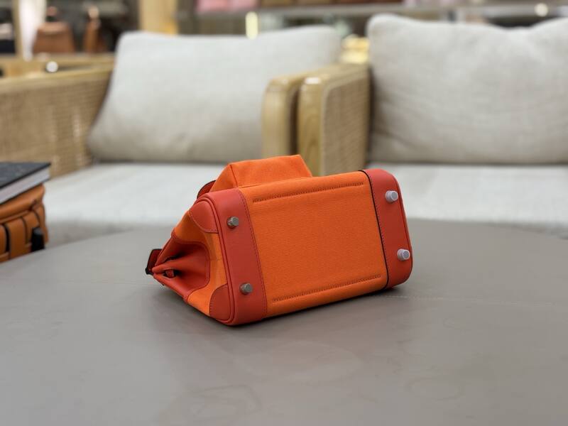 Hermes Cargo Birkin 25 Orange canvas with red leather trim everyday — Premium Replica