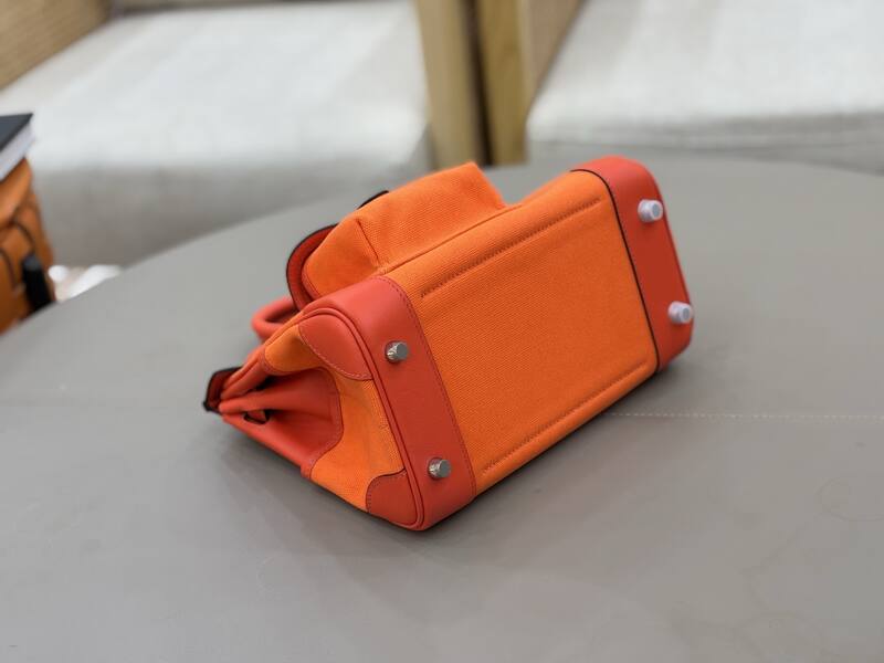 Hermes Cargo Birkin 25 Orange canvas with red leather trim everyday — Premium Replica