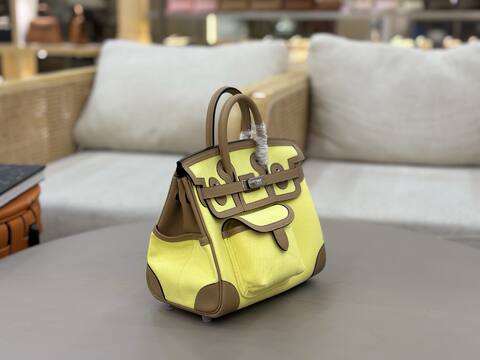 Hermes Cargo Birkin 25 Yellow canvas with tan leather 25cm everyday 1 1 Replica