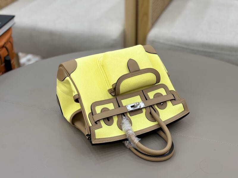 Hermes Cargo Birkin 25 Yellow canvas with tan leather everyday — 1:1 Replica