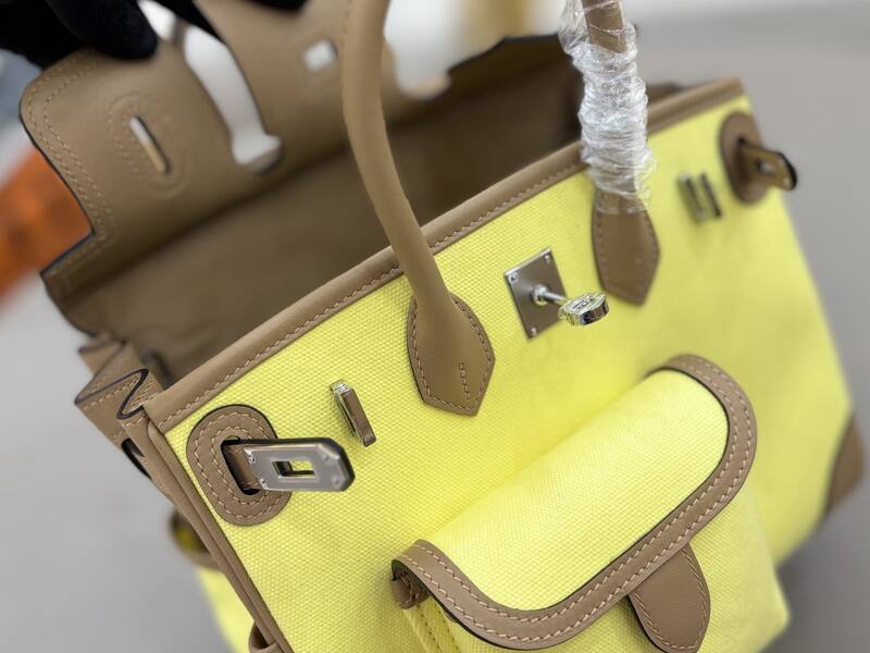 Hermes Cargo Birkin 25 Yellow canvas with tan leather everyday — 1:1 Replica