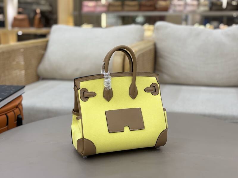 Hermes Cargo Birkin 25 Yellow canvas with tan leather everyday — 1:1 Replica
