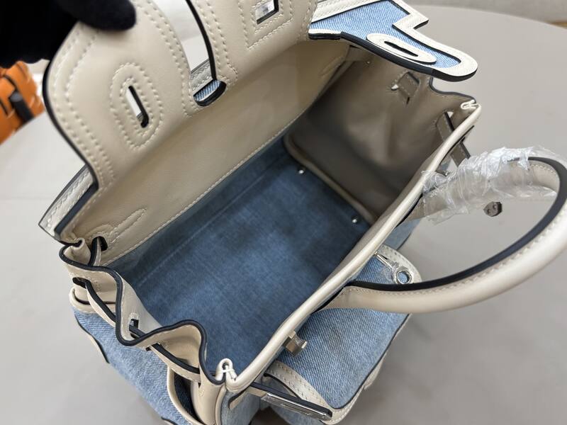 Hermes Cargo 25 Blue denim and beige handbag — Top Quality Replica
