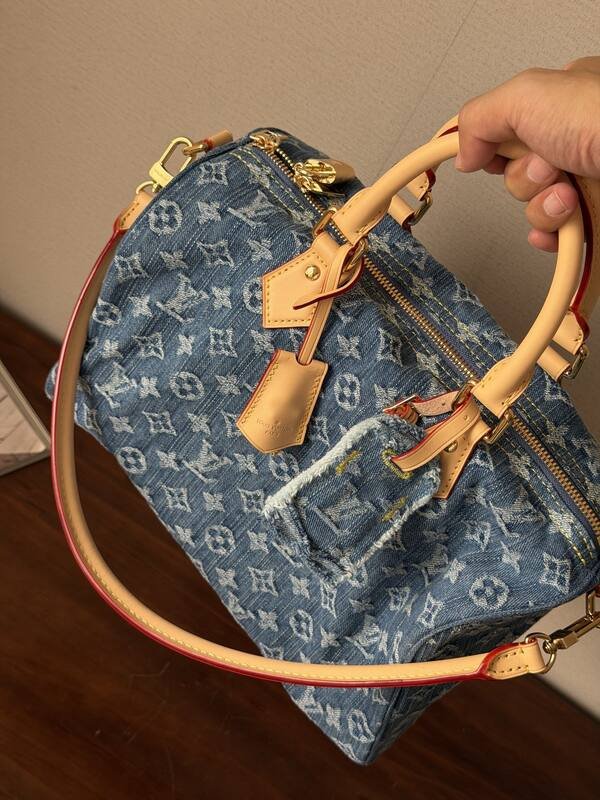 Louis Vuitton Speedy Soft 30 Blue Monogram Denim 30 everyday — Premium Replica