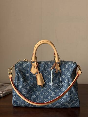 Louis Vuitton Speedy Soft 30 Blue Monogram Denim 30 everyday Premium Replica