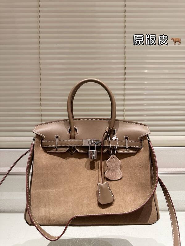 Hermes Birkin Brown suede and tan leather shoulder — AAA Quality Replica
