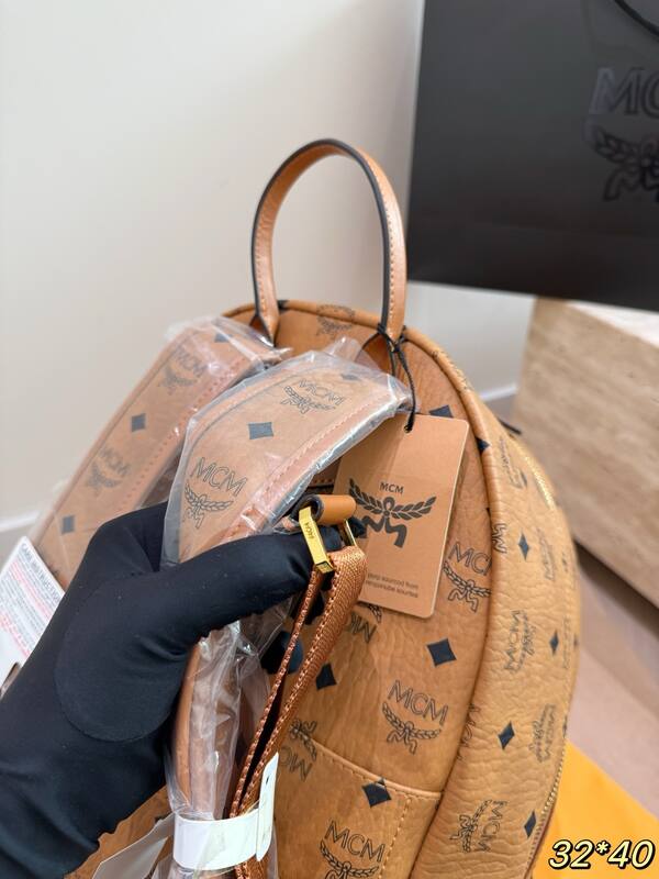MCM Stark Cognac Visetos 32*40cm backpack — Top Quality Replica