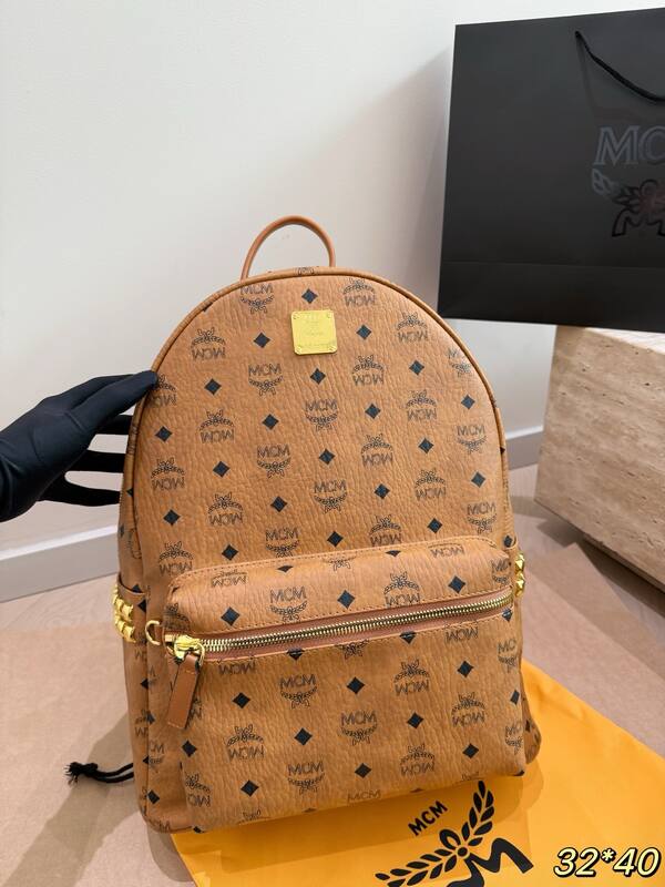 MCM Stark Cognac Visetos 32*40cm backpack — Top Quality Replica