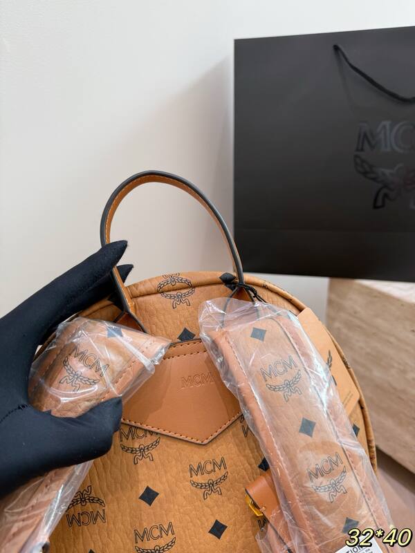 MCM Stark Cognac Visetos 32*40cm backpack — Top Quality Replica