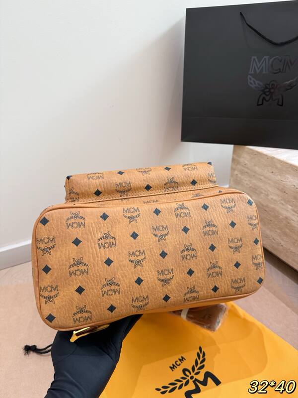 MCM Stark Cognac Visetos 32*40cm backpack — Top Quality Replica