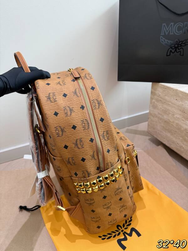 MCM Stark Cognac Visetos 32*40cm backpack — Top Quality Replica