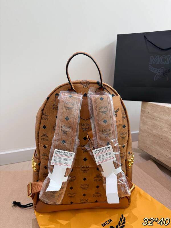 MCM Stark Cognac Visetos 32*40cm backpack — Top Quality Replica