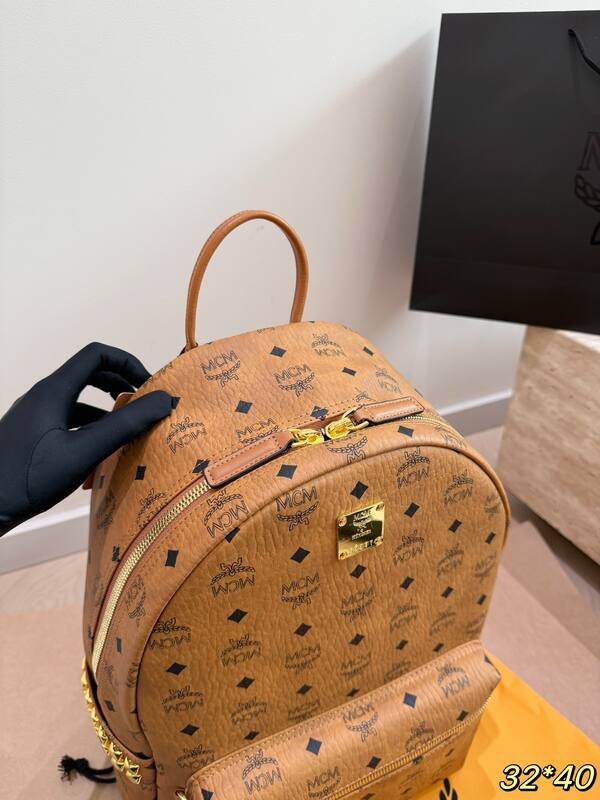 MCM Stark Cognac Visetos 32*40cm backpack — Top Quality Replica