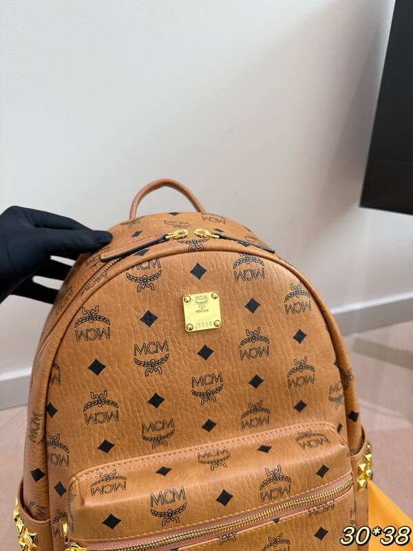 MCM Stark Cognac Visetos 30*38cm backpack — AAA Quality Replica