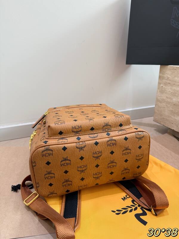 MCM Stark Cognac Visetos 30*38cm backpack — AAA Quality Replica