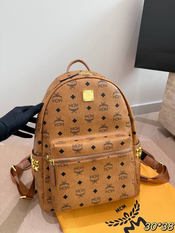 MCM Stark Cognac Visetos 30*38cm backpack — AAA Quality Replica