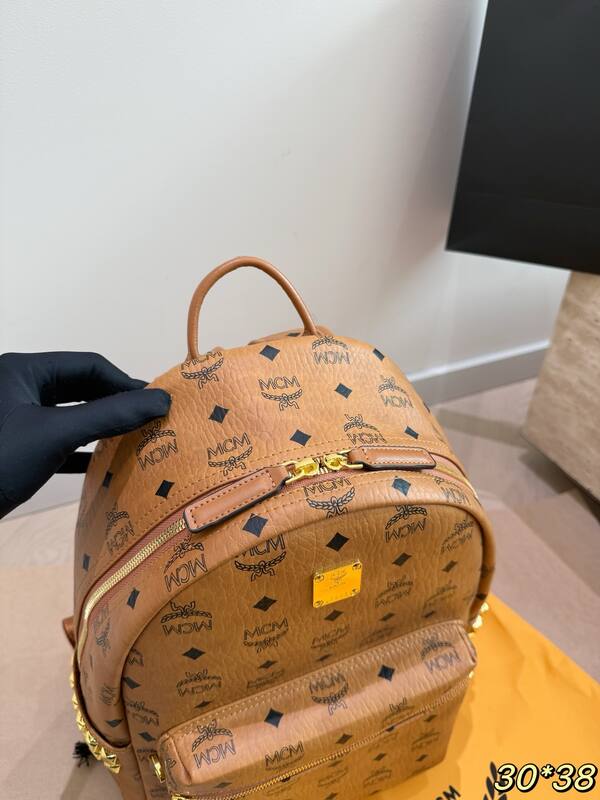MCM Stark Cognac Visetos 30*38cm backpack — AAA Quality Replica
