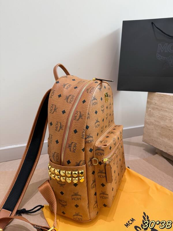 MCM Stark Cognac Visetos 30*38cm backpack — AAA Quality Replica