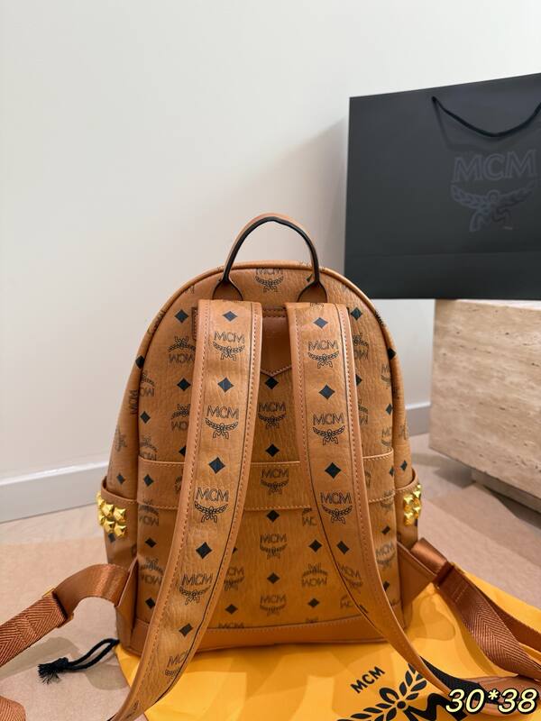 MCM Stark Cognac Visetos 30*38cm backpack — AAA Quality Replica