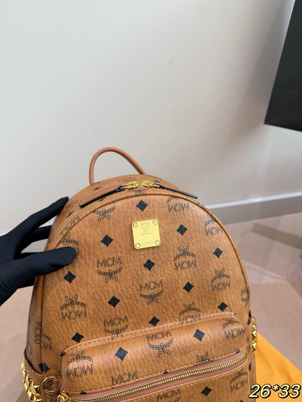 MCM Stark Cognac Visetos 26*33cm backpack — 1:1 Replica