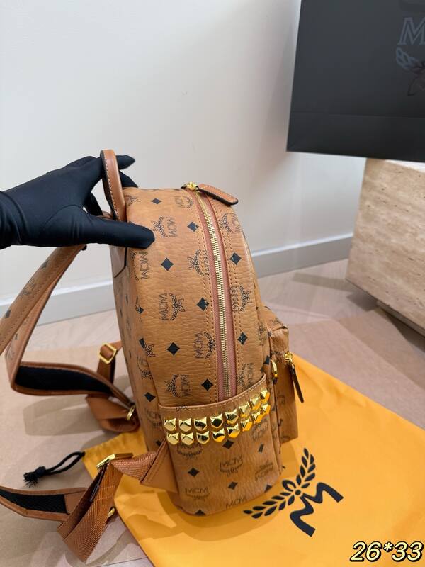 MCM Stark Cognac Visetos 26*33cm backpack — 1:1 Replica