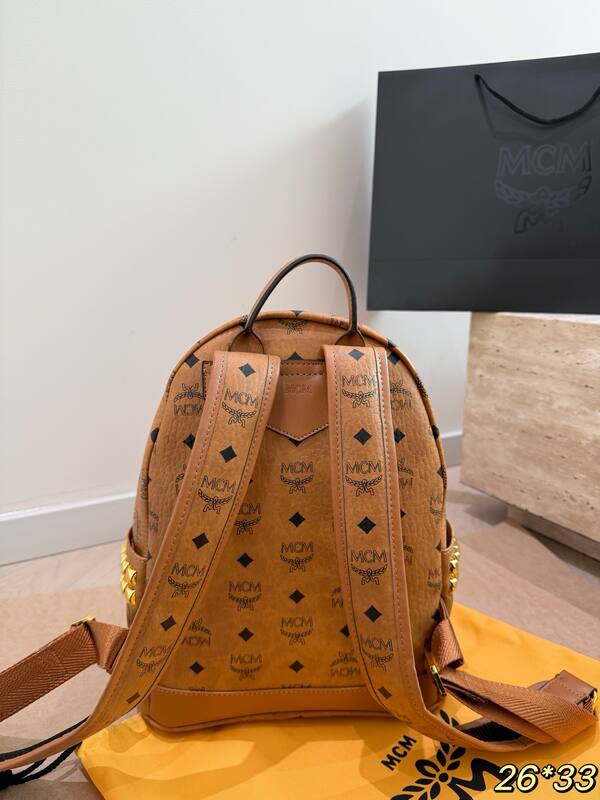 MCM Stark Cognac Visetos 26*33cm backpack — 1:1 Replica