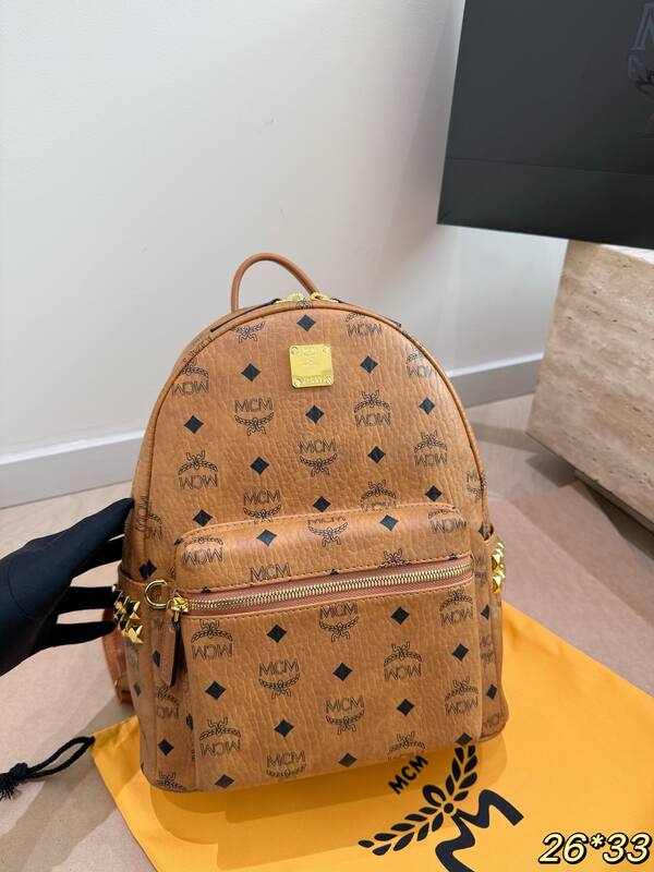 MCM Stark Cognac Visetos 26*33cm backpack — 1:1 Replica
