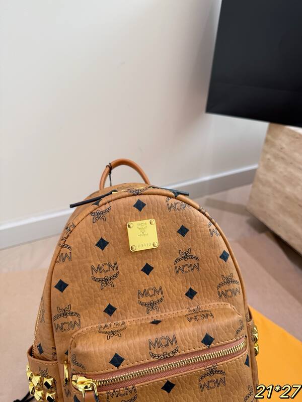 MCM Stark Cognac Visetos 21*27cm backpack — Premium Replica