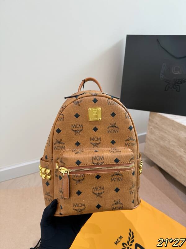 MCM Stark Cognac Visetos 21*27cm backpack — Premium Replica
