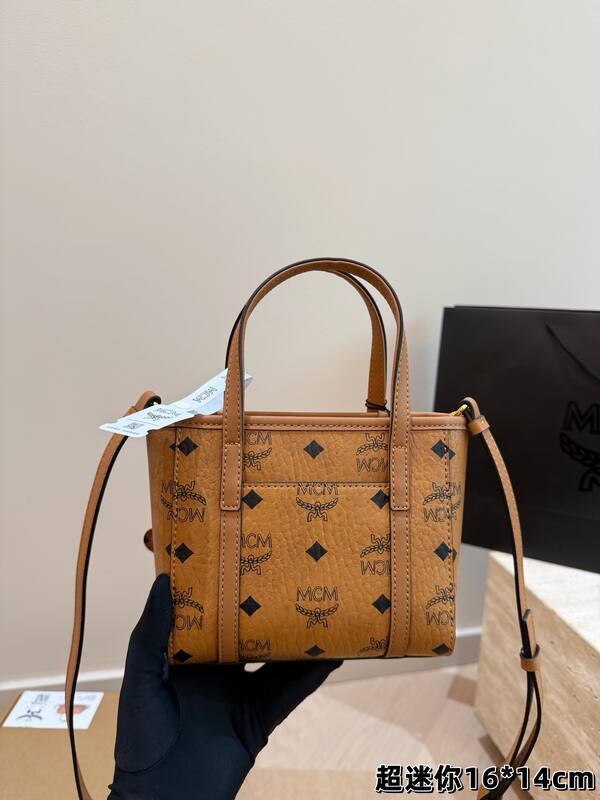 MCM Toni Cognac Visetos 16*14cm tote bag — AAA Quality Replica