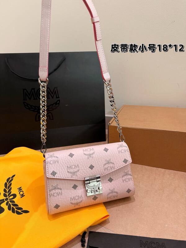 MCM Pink Visetos Monogram 23*13cm crossbody — 1:1 Replica