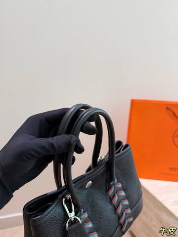 Hermes Garden Party Black leather 23cm tote 1 1 Replica
