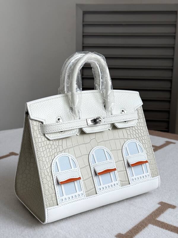 Hermes Birkin White croc-embossed leather everyday — AAA Quality Replica