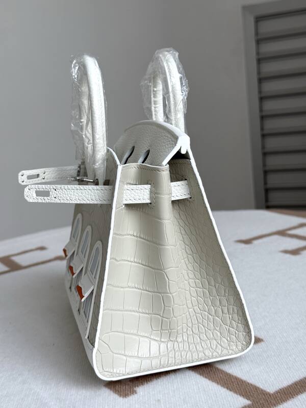 Hermes Birkin White croc-embossed leather everyday — AAA Quality Replica