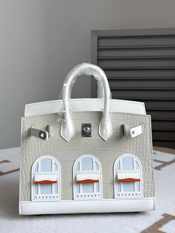 Hermes Birkin White croc-embossed leather everyday — AAA Quality Replica