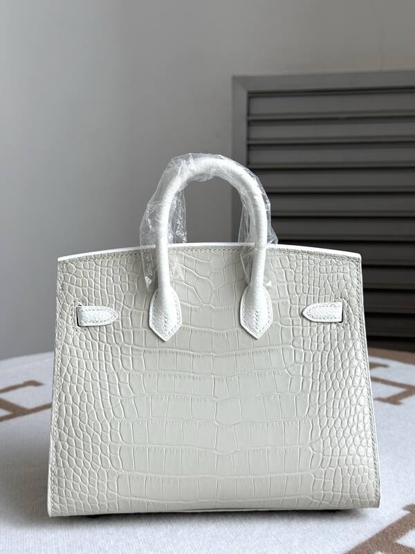 Hermes Birkin White croc-embossed leather everyday — AAA Quality Replica