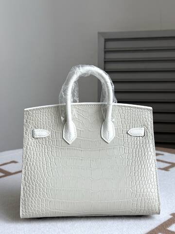 Hermes Birkin White croc-embossed leather 20cm everyday AAA Quality Replica