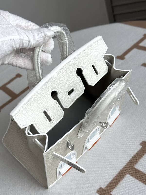 Hermes Birkin 20 White matte crocodile handbag — AAA Quality Replica