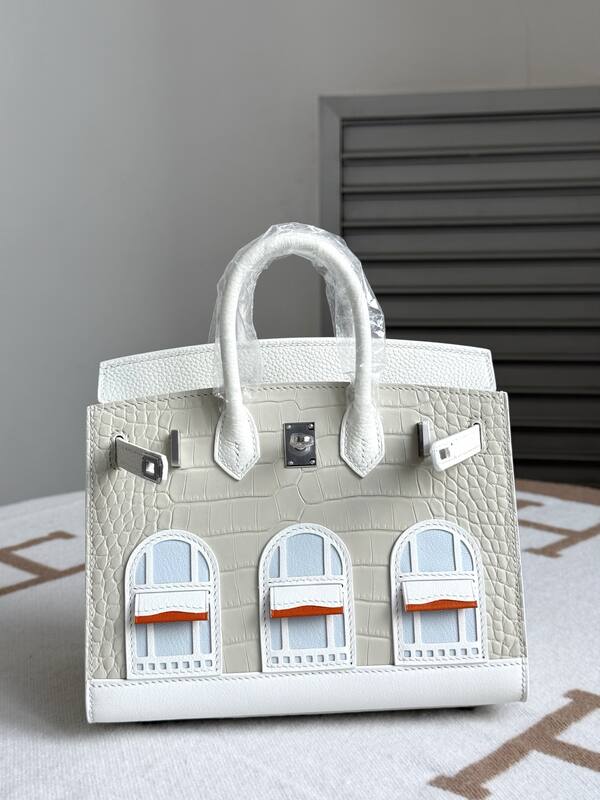 Hermes Birkin 20 White matte crocodile handbag — AAA Quality Replica