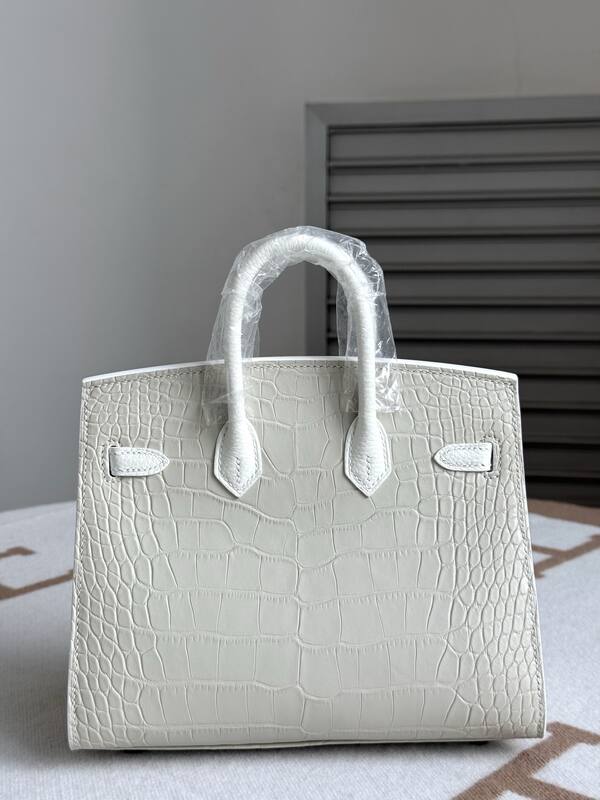 Hermes Birkin 20 White matte crocodile handbag — AAA Quality Replica