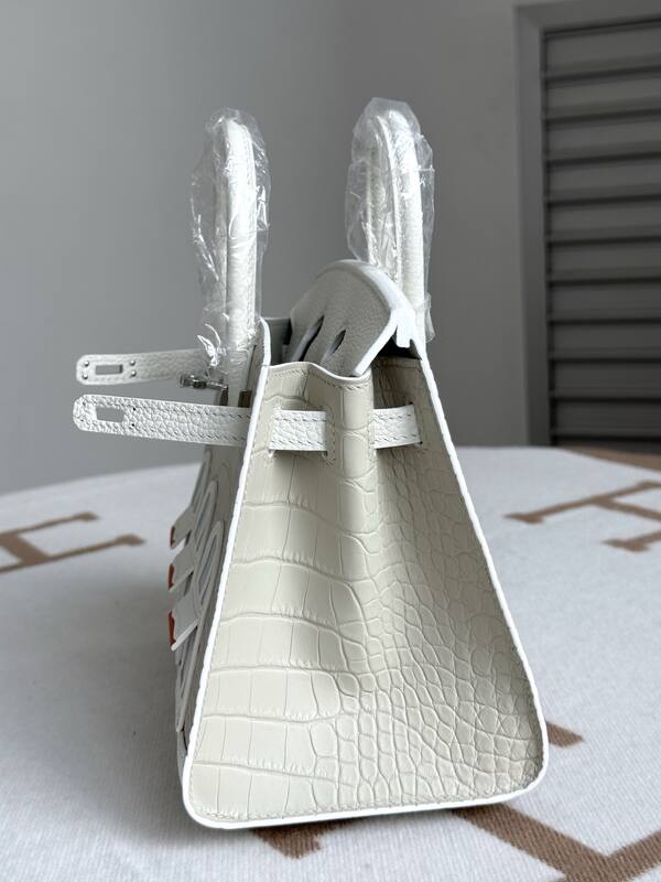 Hermes Birkin 20 White matte crocodile handbag — AAA Quality Replica