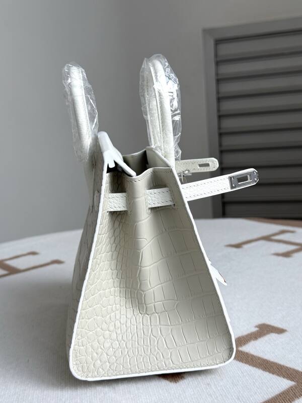 Hermes Birkin 20 White matte crocodile handbag — AAA Quality Replica